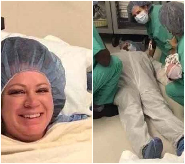 Neuvěřitelný obrázek: Manžel zkolaboval při porodu! Co se skrývá za touto šokující fotkou plnou smíchu a emocí?