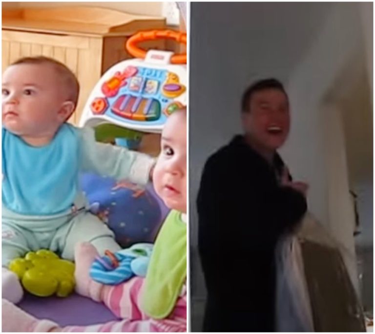 Roztomilost na maximum: Sedmiměsíční dvojčata se promění ve sladké andílky, když spatří svého tátu doma!