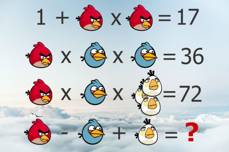 Matematická otázka: Jakou hodnotu má každý Angry Bird? Dokážete najít konečný výsledek během méně než 60 sekund?