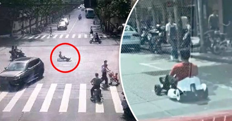 Zábavný virální okamžik: Číňan na cestě do práce očaroval všechny, když řídil elektrické autíčko – podívejte se!