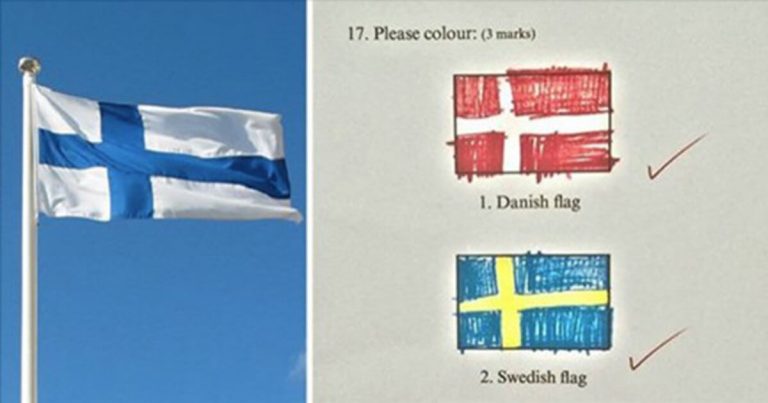 Kreslení finské vlajky skončí vtipným fiaskem! Studentova odpověď rozproudí smích a získá tisíce fanoušků!